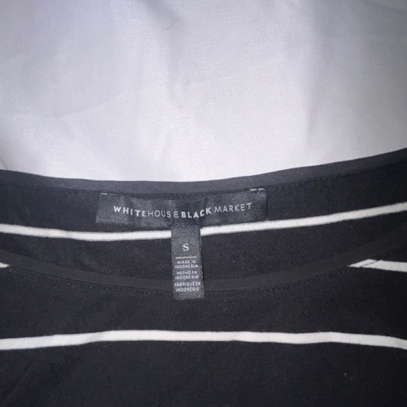 White House Black Market Striped Tunic Top Slit Sleeve Double Black/White Small - Picture 7 of 14